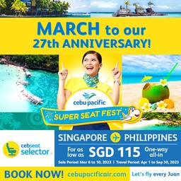 [PROMO] Hurry and Grab Cebu Pacific flights from Singapore to Manila for as low as SGD 115 from now till 10 March! featured image
